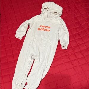 Cat & Jack Cream Hooded One Piece with Orange Print